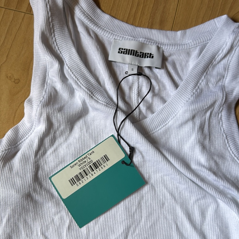 White Soren Ribbed Tank Top - Picture 2 of 3